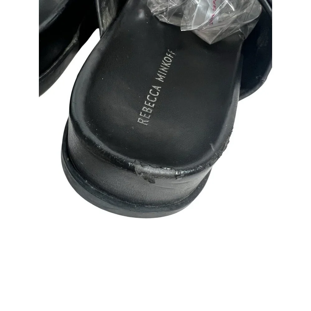 Rebecca Minkoff Women's Vachel Slides US 7,5 M Black Leather Sandals - Picture 8 of 12